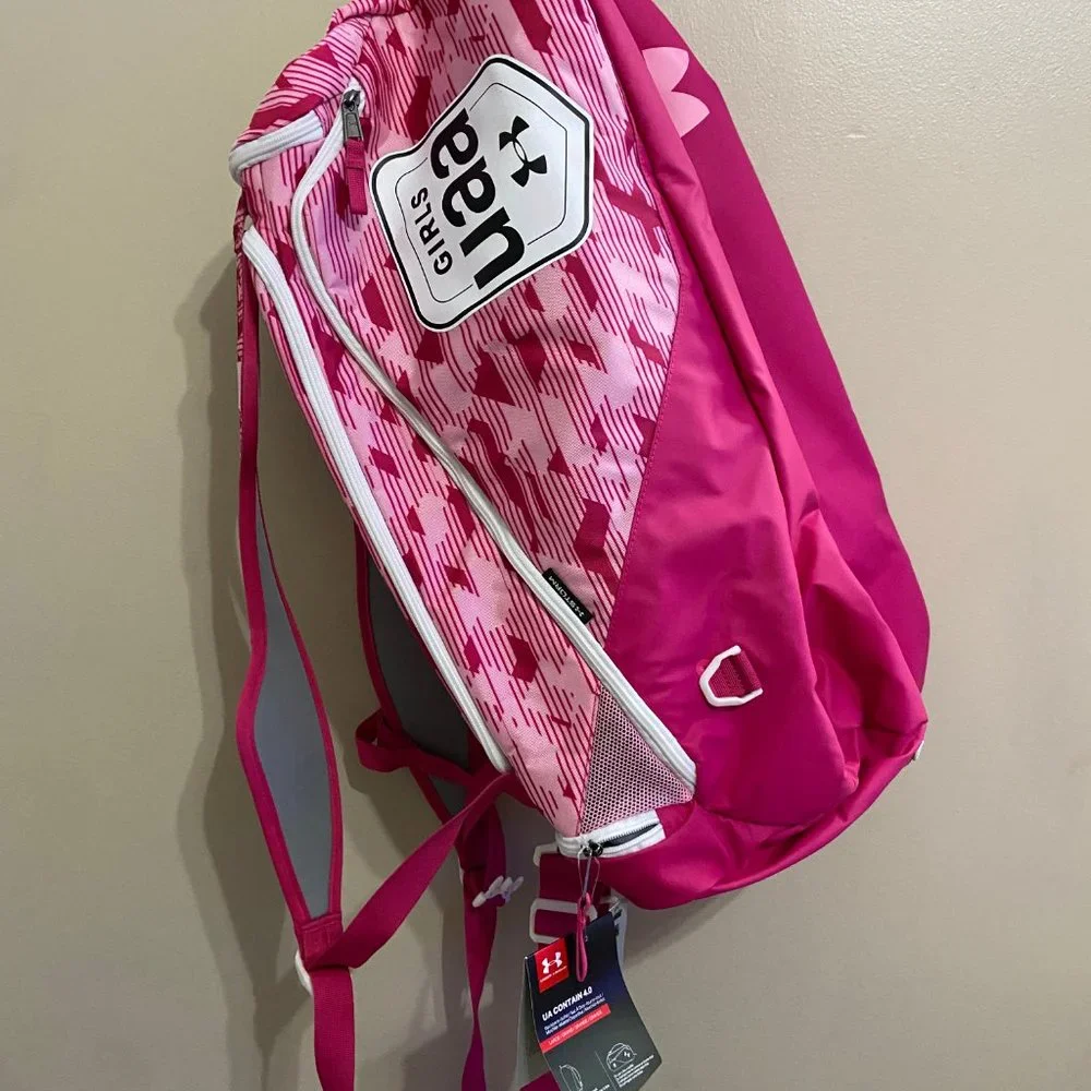 Under Armour UA UAA Grils Contain 4.0 Backpack Duffle Bag Pink Basketball EYBL
